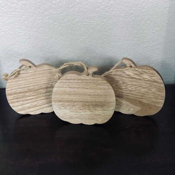 Fall Autumn Halloween Wooden Farmhouse Pumpkin Ornaments Set - Picture 2 of 3